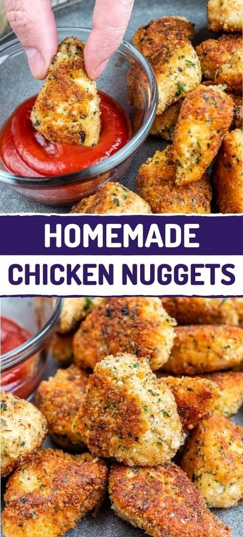 Homemade Chicken Nuggets Homemade Chicken Nuggets Baked, Fried Chicken Nuggets, Chicken Nuggets Recipe, Deep Fried Recipes, Baked Chicken Nuggets, Homemade Chicken Nuggets, Chicken Nugget Recipes, Nuggets Recipe, Cooking Homemade