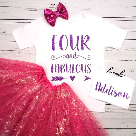 Four And Fabulous, Girl 4th Birthday, Toddler Birthday Party, Girl Birthday Themes, Fourth Birthday, Bday Girl, Birthday Girl Shirt, Shirt Girl, Birthday Happy