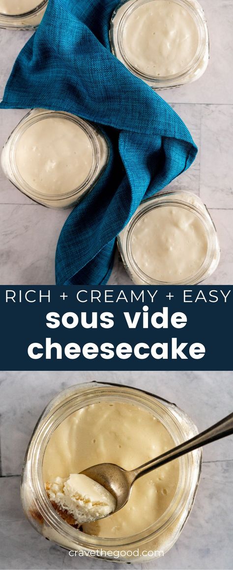 Sous Vide Dessert Recipes, Sous Vide Meal Prep, Sous Vide Cheesecake, Sous Vide Dessert, Mason Jar Cheesecake, Low Calorie Cheesecake, Mason Jar Desserts, Sugar Free Cheesecake, Mini Cheesecake Recipes