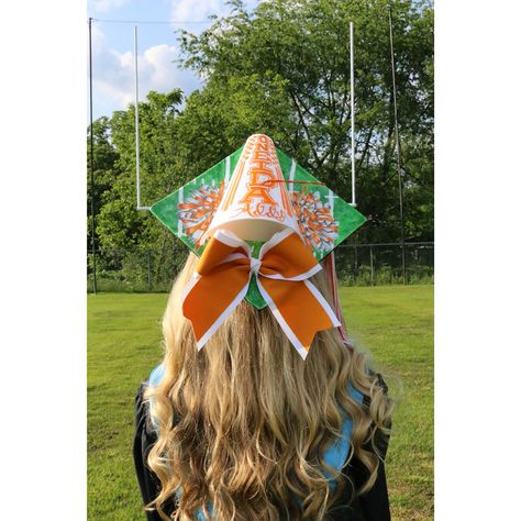 Cheerleading Graduation Cap #classof2016 #senior #graduationcap #cheer Cheerleader Graduation Cap, Cheer Graduation Cap, Cheers Theme, Grad Ideas, Grad Caps, Cap Decoration, Graduation Cap Designs, Graduation Caps, Graduation Cap Decoration