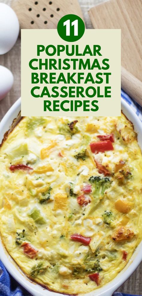 A vibrant Christmas breakfast casserole with broccoli, bell peppers, and melted cheese, perfect for holiday mornings. This hearty egg bake combines fresh vegetables with creamy flavors, making it an ideal dish for festive gatherings. Great for those looking for healthy and easy breakfast casserole recipes for Christmas celebrations. Best Breakfast Bake, Easy Xmas Morning Breakfast, Best Breakfast Egg Casserole, Xmas Morning Breakfast Ideas Egg Casserole, Brunch Casserole Recipes Healthy, Non Egg Breakfast Casserole, Egg Bake Christmas Morning, Breakfast Casseroles For Christmas, Christmas Breakfast Ideas Make Ahead Egg Casserole