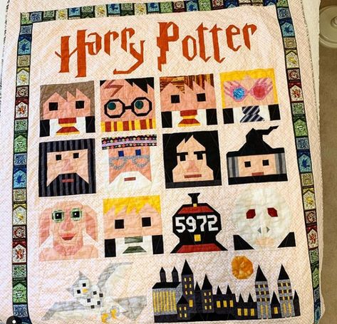 Harry Potter Quilt Pattern Free, Harry Potter Quilts, Harry Potter Quilt Pattern, Harry Potter Quilt Ideas, Harry Potter Baby Quilt, Harry Potter Patch, Potter Nails, Quilted Art, Harry Potter Knit