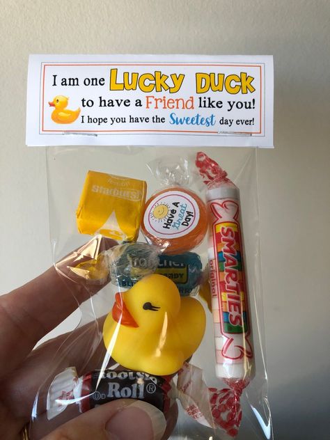 One Lucky Duck, Sweet Thoughts, Appreciation Gifts Diy, Teacher Appreciation Gifts Diy, Sewing Room Storage, Duck Gifts, Lucky Duck, Wrapping Party, Student Council