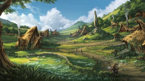 Fantasy Countryside, Fable Legends, Fable 2, Lukisan Lanskap, Fantasy Village, Highland Village, Château Fort, Karten Design, Landscape Concept