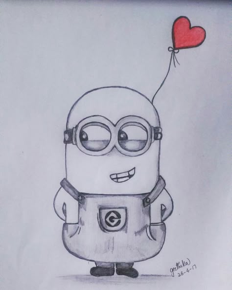 Drawing Ideas Easy Minions, Drawing Ideas Minions, Easy Minion Drawings, Drawing Minions, Minions Drawing, Minion Sketch, Minion Drawing, Funny Cartoon Drawings, Minnie Mouse Drawing