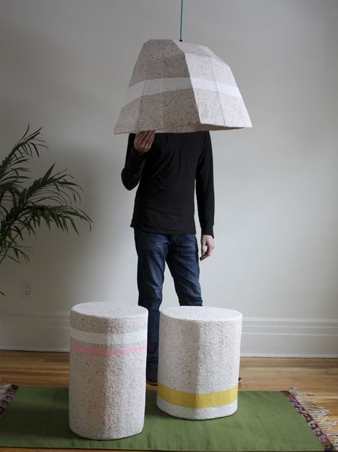 dear human explores different uses for recycled paper-made objects Recycle Design, Slow Design, Craft Stuff, Furniture Designs, Functional Furniture, Recycled Crafts, Space Crafts, Design Milk, Fresh Design