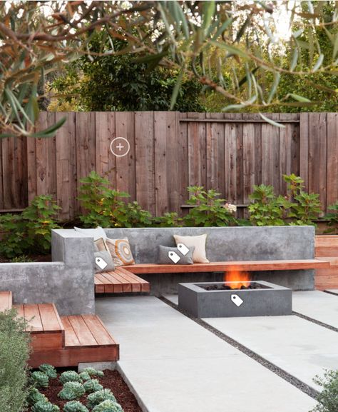 Backyard Seating Area, Modern Outdoor Patio, Outdoor Patio Designs, Concrete Bench, Backyard Seating, Modern Garden Design, Diy Concrete, Contemporary Garden, Modern Patio