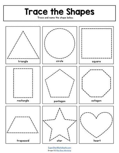 Free Shape Tracing Worksheets and activity pages for kids! These shapes worksheets are perfect for preschool and kindergarten students who are learning all about the different shapes. With our free printable shape tracing worksheets students will learn shape recognition, shape symmetry, tracing shapes, patterns and more! Identifying Shapes Kindergarten, Shape Trace Printable Free, Free Shape Worksheets For Preschool, Shape And Color Worksheet, Shape Tracing Worksheets Free Printable, Color Worksheets For Kindergarten Free, Trace Shapes Preschool Free Printable, Traceable Shapes Free Printable, Same Different Worksheet Free Printable