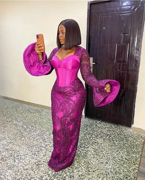 Exclusive And Best Owambe Gown Styles For Ladies. Lace Gown Styles Aso Ebi, Gown Dress For Women, Lace Gown Dress, Aso Ebi Lace Styles, Nigerian Lace Styles Dress, Nigerian Lace Styles, African Fabric Dress, African Prom Dresses, African Print Dress Ankara