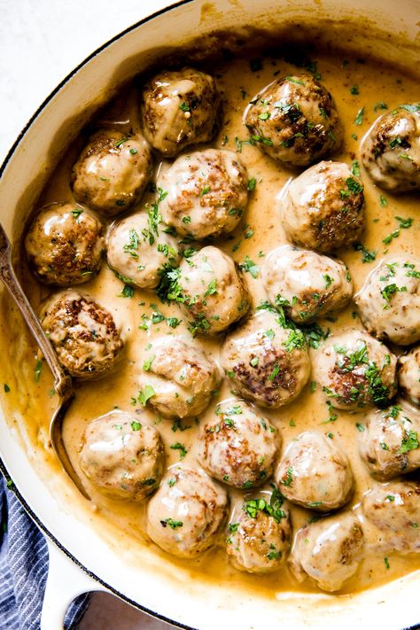 Easy Swedish Meatball Recipe by The Modern Proper Instant Pot Swedish Meatballs, Easy Swedish Meatball Recipe, Easy Kid Friendly Dinners, Swedish Meatballs Easy, Red Curry Sauce, Meatballs And Gravy, Meatball Dinner, Meatball Sauce, The Modern Proper