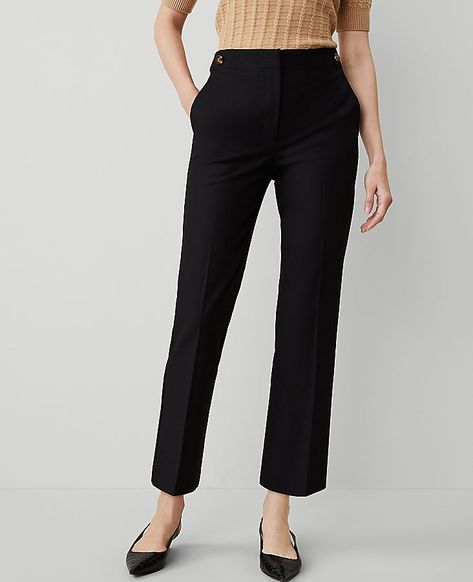 With an extra sleek and comfortable button waist, our pencil pant is flattering, versatile and has such perfect proportions. Front zip with double hook-and-bar closure. Button waist. Front off-seam pockets. Back welt pockets.,Leg Shape:Leg Shape: Slim – a slim leg that's slightly cropped for perfect proportions,Rise:High rise: sits 1/2" to 1" below natural waist,Imported:Imported,Fit:Fit: Tailored & fitted,Length:Hits at ankle: 28" inseam with 17 3/4" leg opening,Fabrication:54% Viscose, 39% Cotton, 7% Lyocell,Garment Care:Machine Washable The Button Pencil Pant in Twill - Curvy Fit by Ann Taylor Size regular - 2 Black Women's Curvy, Ankle, Pants, 54%, Viscose, 39%, Cotton, 7%, Lyocell, Machine, Washable Pencil Pant, Blazer And Skirt, Petite Pants, Sleepwear & Loungewear, The Button, Line Shopping, Pencil Pants, Slim Leg, Petite Fashion