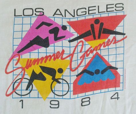 1984 Los Angeles Summer Games (Olympics) 90s Olympics, 80s Olympics, 80s California Aesthetic, Vintage Olympics Shirt, Vintage Olympics, Olympics Graphics, Retro Sportswear, Retro Sports, Retro Graphics