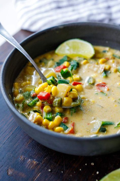 Poblano Chowder, Poblano Corn Chowder, Corn Poblano, Poblano Corn, Feasting At Home, Poblano Peppers, Mexican Spices, Potato Vegetable, Fall Foods