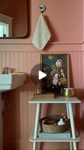 Brittany Goodman on Instagram: "When in doubt, add color…Part 2.   Who was here for this OG project?? 🙋🏼‍♀️ Still in love with this powder room painted in a rosy color from top to bottom. It gave the room a whole new life and tied it in to the earthy color scheme we have going on in the Goodman house. 👌🏻  Go bold or go home, right??  Color is @sherwinwilliams Rosedust   . . . .  #apartmenttherapy #houseenvy #cljsquad #bhghome #aabhome  #SOdomino #handmademodernhome #showemyourstyled #idcoathome #lonnyliving #homewithrue #mycountryhome #thatlightisgoodman #allsortsof #mydomaine"