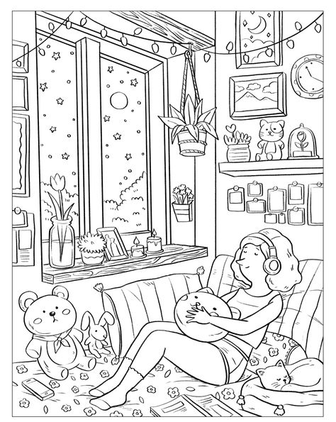 Detailed Coloring Pages, Adult Colouring Pages, Printable Coloring Book, Easy Coloring Pages, Easy Doodles Drawings, Cartoon Coloring Pages, Cool Coloring Pages, Coloring Pages To Print, Coloring Book Art