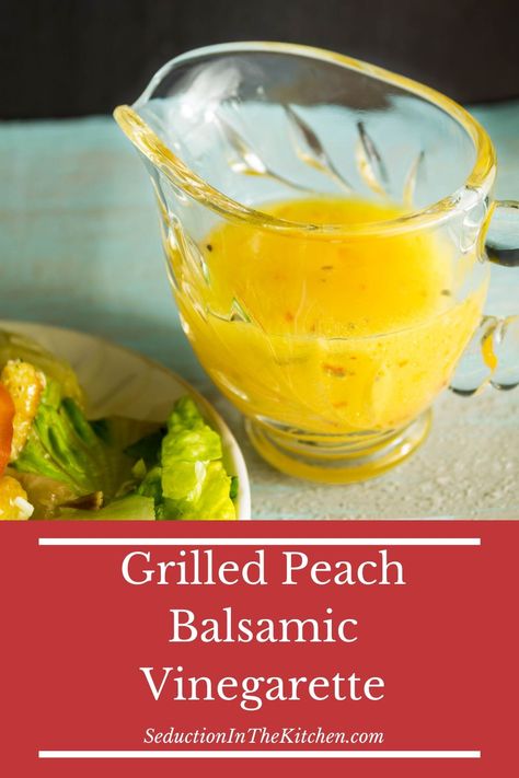 Grilled Peaches Balsamic, Peach Salad Dressing, Balsamic Vinegarette, Balsamic Vinegar Recipes, Balsamic Vinaigrette Recipe, Grilled Peach Salad, Vinegar Salad Dressing, Salad Dressing Recipes Healthy, Balsamic Vinaigrette Dressing