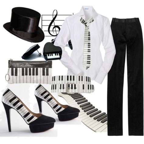 Untitled by nikol5 on Polyvore featuring polyvore, fashion, style, Oxford, D&G, Topshop, Wet Seal, Charlotte Olympia and clothing Pianist Outfit, Teacher Library, Musical Dress, Music Inspired Fashion, Music Dress, Song Aesthetic, Smells Like Teen Spirit, Spotify Playlists, Piano Keys