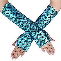 Blue Fingerless Gloves, Mermaid Costumes, Halloween Rave, Elbow Length Gloves, Mermaid Halloween, Fashion Gloves, Gloves Fashion, 파티 드레스, Snake Skin Pattern