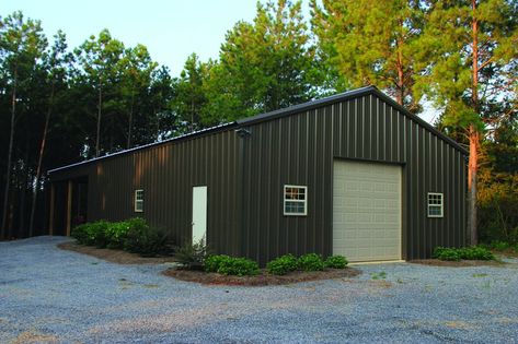 Burnished Slate 30' x 40' Pole Barn Metal Building Metal Building Prices, Metal Storage Buildings, Pre Engineered Metal Buildings, Metal Shop Building, Metal Barn Homes, Modern Roofing, Barn Kits, Pole Buildings, Building Costs