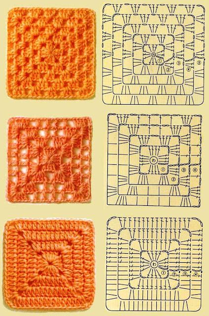 MES FAVORIS TRICOT-CROCHET: Tutos : 50 grilles de carrés au crochet Regular Granny Square, Pola Jaring, Corak Krusye, Virkning Diagram, Corak Menjahit, Granny Square Haken, Hantverk Diy, Tote Crochet, Crochet Free Patterns