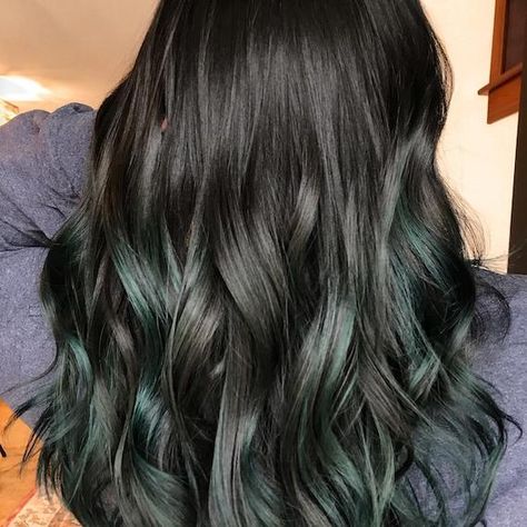 Ash Green Hair Color Highlights, Ashy Green Hair, Dark Green Balayage, Hair Color Ideas Green, Ash Green Hair Color, Green Dyed Hair, Green Hair Color, Green Hair Dye, Color Conditioner