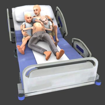 Sims 4 Labor Poses, Sims 4 Hospital Poses, Sims Poses, Sims Medieval, 4 Poses, Hospital Birth, Sims House Design, Hospital Bed, Sims Four