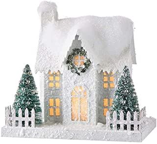 Amazon.com: putz houses Gable House, Gingerbread Village, Raz Imports, Christmas Village Houses, Putz Houses, Snow Village, Red Roof, Indoor Christmas, Christmas Villages