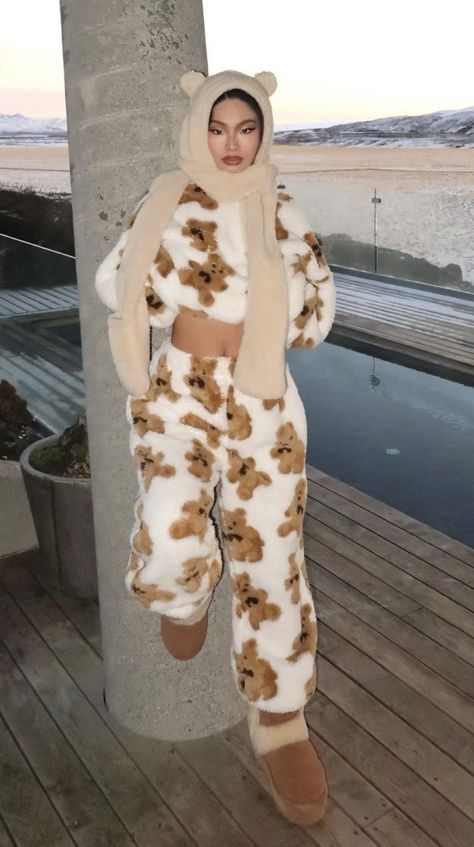 Fuzzy Pjs Aesthetic, Fuzzy Winter Pajamas, Teddy Bear Jumpsuit, Bear Onesie Women, Teddy Bear Pajamas Set, Fit Inspo, Kiss, Quick Saves