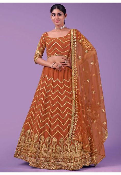 Rust Orange Georgette Designer Lehenga Choli Bridal Lehenga Online, Rust Colour, Georgette Lehenga, Party Wear Lehenga Choli, Lehenga Online, Lehenga Choli Online, Ghagra Choli, Designer Lehenga, Party Wear Lehenga