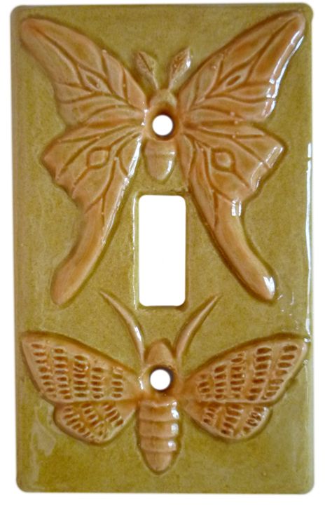 Cottage Core Light Switch Cover, Ceramic Lightswitch Cover, Light Switch Plates Ideas, Ceramic Light Switch Cover, Ceramic Light Switch Plate, Cute Light Switch Covers, Clay Light Switch Cover, Moth Ceramic, Diy Light Switch