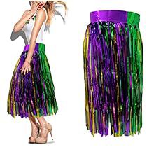 Mardi Gras Party Outfit, Mardi Gras Party Costume, Fringe Skirts, Sequin Skirt Long, Sequin Costume, Mardi Gra, Mardi Gras Outfits, Grass Skirt, Mardi Gras Costumes