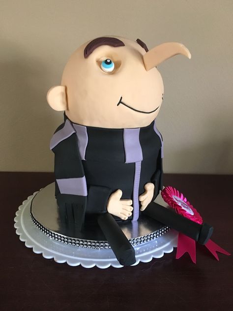 Gru Cake 3D fondant Gru Birthday Cake, Gru Cake, Despicable Me Cake, Carved Cakes, Minion Cakes, Cake 3d, Minion Birthday Cake, Cakes Fondant, Movie Cakes