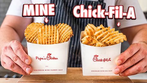 Chickfila Fries Recipe, Chick Fil A Fries Recipe, Waffle Fries Recipe, Family Weekend Breakfast, Homemade Grilled Cheese, Fries At Home, Animal Style Fries, Flakey Salt, Chick Fil A Sauce