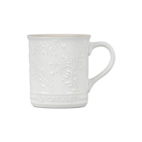 Olive Branch Collection Mug | Le Creuset® Le Creuset Olive, Le Creuset Mugs, Bridal Shower Registry, Microwave Dimensions, The Olive Branch, Enameled Cast Iron Cookware, Market Sign, Clean Microwave, Keep Food Warm