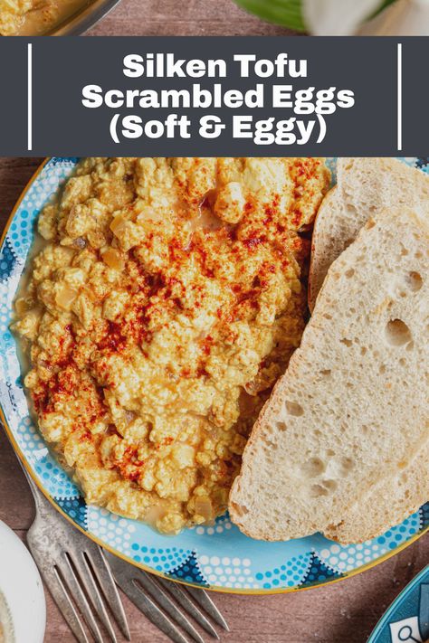 Silken tofu is the secret to a super soft, creamy, eggy tofu scramble! This vegan high-protein breakfast is SO easy to make and ready from start to finish in less than 15 minutes. ‍#best #plantbased #recipes #bestplantbasedrecipes #plantbasedmealseasy #easy #meals #diet #recipes #plantbaseddietrecipes #veganrecipesdinnerplantbased #veganrecipes #plantbasedmealideas #ideas #plantbasedveganrecipes #plantbasedvegan #healthy Silken Tofu Scramble, Silken Tofu Recipes Breakfast, Silken Tofu Egg Scramble, Tofu Recipes Silken, Scrambled Tofu Breakfast, Breakfast Tofu Scramble, Plant Based Pancakes, Tofu Scrambled Eggs, Silken Tofu Recipes