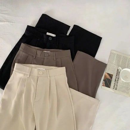 Dark Academia Pants, Casual Office Fashion, Women Suit Pants, Korean Fashion Office, High Waisted Palazzo Pants, Black Linen Trousers, Dark Academia Clothing, Chique Outfit, Look Office