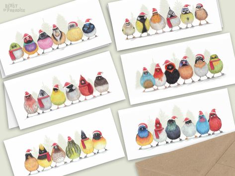 Asian Birds, African Birds, American Birds, Holiday Cards Handmade, Kids Watercolor, Christmas Card Art, Colour Pencil, Watercolor Christmas Cards, Winter Birthday