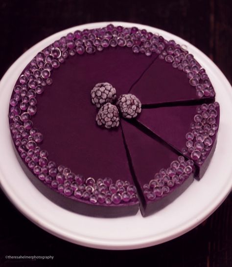 Beautiful Blackberry Mousse with Gelee Caviars by theresahelmer Gelee Recipe, Blackberry Mousse, Blackberry Cheesecake, Baked Desserts, Home Stairs Design, Happy Birthday Cakes, Anniversary Party, Stairs Design, 20th Anniversary