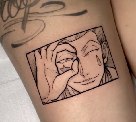 Hisoka Tattoo Design, Hxh Tattoo Ideas, Hisoka Tattoo, Hxh Tattoo, Traditional Tattoo Stencils, Hunter Tattoo, Manga Tattoo, D Tattoo, Anime Tattoo