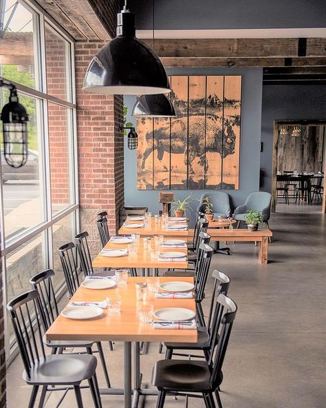 Barn Light Electric (@barnlight) • Instagram photos and videos Pizza Restaurant Design Interior Ideas, Bowl Pendant Light, Contemporary Restaurant, Farmhouse Restaurant, Restaurant Pendant Light, Diner Restaurant, Bakery Design Interior, Barn Light Electric, Industrial Restaurant