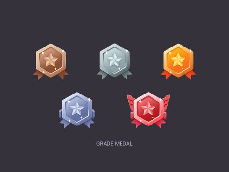 Grade medal by DenielYu on Dribbble Ranking Ui, Badge Icon, Game Gui, Like Icon, Flat Design Icons, App Development Services, Game Ui Design, App Design Inspiration, Game Icon