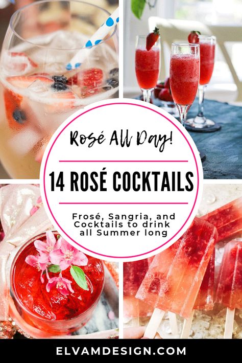 Fall Rose Sangria, Rose Wine Cocktail Recipes, June Cocktails, Rose Wine Cocktail, Rose Drinks, Rose Wine Sangria, Rose Cocktails, Rose Wine Pairing, Rose Cocktail Recipes