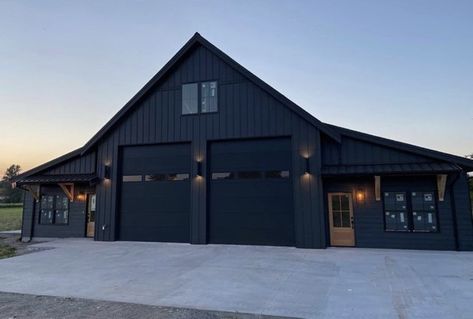 Machine Shed Ideas, Black Pole Barns, Rv Shop, Pole Building Garage, Work Garage, Idaho Homes, Metal Garage Buildings, Metal Shop Building, Metal Building House Plans