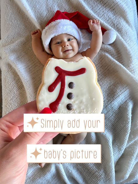 Photoshop the trendy snowman cookie on your baby!!! Super easy and saves you a trip #starbucks #snowman #snowmancookie #babyphotography #christmas #christmasphotography #musthave Starbucks Christmas Cookie Baby, Starbucks Snowman Cookie Baby, Starbucks Cookie Baby Photo, Christmas Cookie Baby Photo, Snowman Cookie Baby Picture, Starbucks Cookies, Cookie Pictures, Snowman Cookie, Snowman Cookies