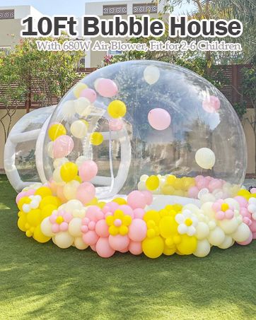 Transform your backyard into a magical oasis with the Cold-Proof Clear Inflatable Bubble Tent Dome. Perfect for festivals, parties, or a tranquil night under the stars. Experience the outdoors while cocooned in comfort. Ready for an enchanting evening? #BackyardGlamping #BubbleTent #StarryNights” Bubble Machine Birthday Party, Balloon Bounce House, Inflatable Bubble Tent, Bubble Bounce House, Bubble House Balloons, Inflatable Bubble House, Bubble House Party, Bubble Tent Party, Outdoor Birthday Party Ideas For Kids