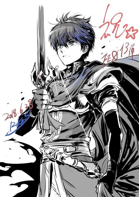 Fire Emblem Roles Discord, Marth Fire Emblem, Fire Emblem Marth, Fire Emblem Shadow Dragon, Roy Fire Emblem, Tattoos Outdoors, Animals Tattoos, Blue Hair Anime Boy, Nintendo Super Smash Bros