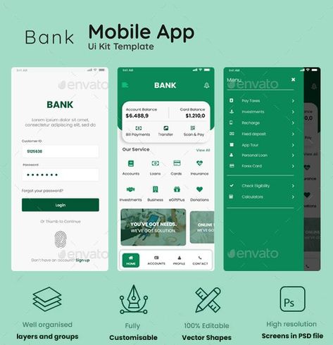 Bank Mobile app design Bank Mobile App, Vector Art Illustration Graphics, Ad App, Pixel Perfect, Mobile App Design, Ui Kit, Design Ad, Design Design, Graphic Design Art