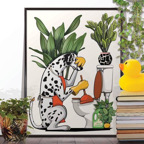 Funny Dog Paintings, Pub Toilets, Toilet Illustration, Bathroom Posters Funny, Fun Toilet, Toilet Drawing, Bathroom Illustration, Cleaning The Toilet, Toilet Humour