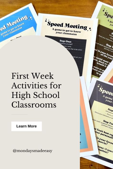 With the back-to-school season quickly approaching, you might be wondering which first day of school activities would work best for your high school students. The lessons and activities that you choose to include in the first week of school are important for setting the tone in your classroom. It is also an opportune time to exchange important information with your students. Let’s not forget the influence of first-day icebreakers, too! First Week Of School High School, First Year Teaching High School, High School First Week Activities, First Day Art Activities High School, First Week Of School Ideas High School, First Day Of School High School Activity, 1st Day Of School Activities Highschool, First Day Activities High School, High School Back To School Activities