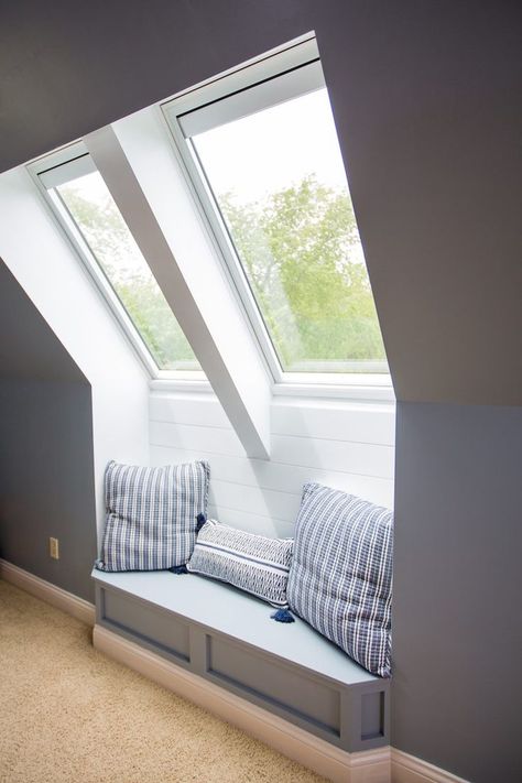 Man Cave Makeover with VELUX Skylights | Final Reveal - Sincerely, Sara D. Loft Conversion Bedroom, Velux Skylights, Attic Bedroom Designs, Floor Plan 4 Bedroom, Attic Bedrooms, Attic Renovation, Attic Spaces, Attic Remodel, Loft Room